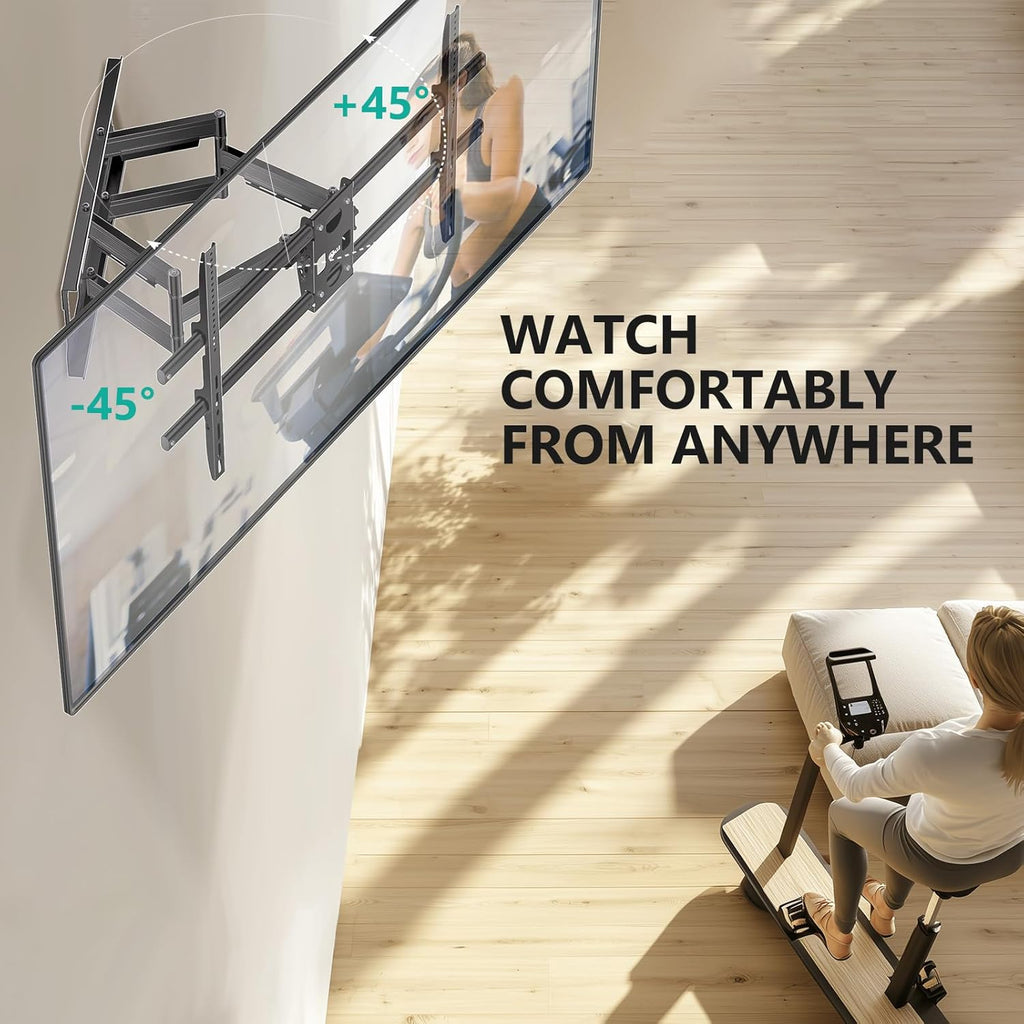 WALI Heavy Duty Full Motion TV Wall Mount Bracket for Extra Large TVs,Holds up to 220Ibs, Swivel Tilt Rotatable,Max Mounting Holes 1000x600, Fits 65 75 85 100 120 inch LED/LCD/OLED 4K/8K on Wood Stud(FTM-6)