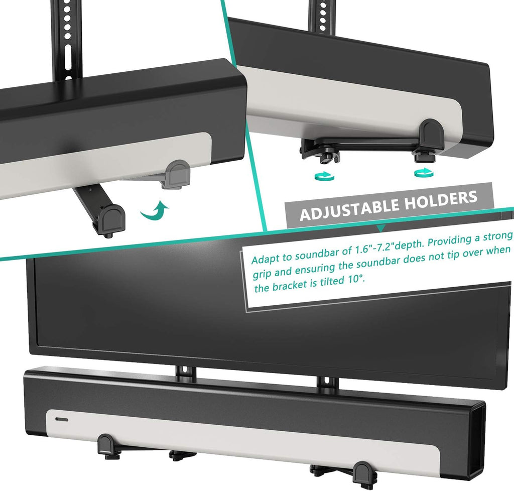 WALI Universal Sound Bar Mount - Adjustable Holder for Samsung, Bose, Sonos,Lg,Vizio and Most Soundbars 20''-45'' Wide, Fits Most 23-65 Inch TVs, Supports 33 lbs, Easy Installation, Black (SBR203)
