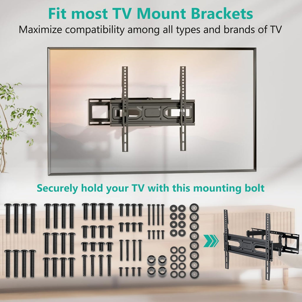WALI Universal TV Mounting Hardware Kit Set Includes M4 M5 M6 M8 TV Screws and Spacer Fit Most TVs up to 80 inch (UVSP), Black