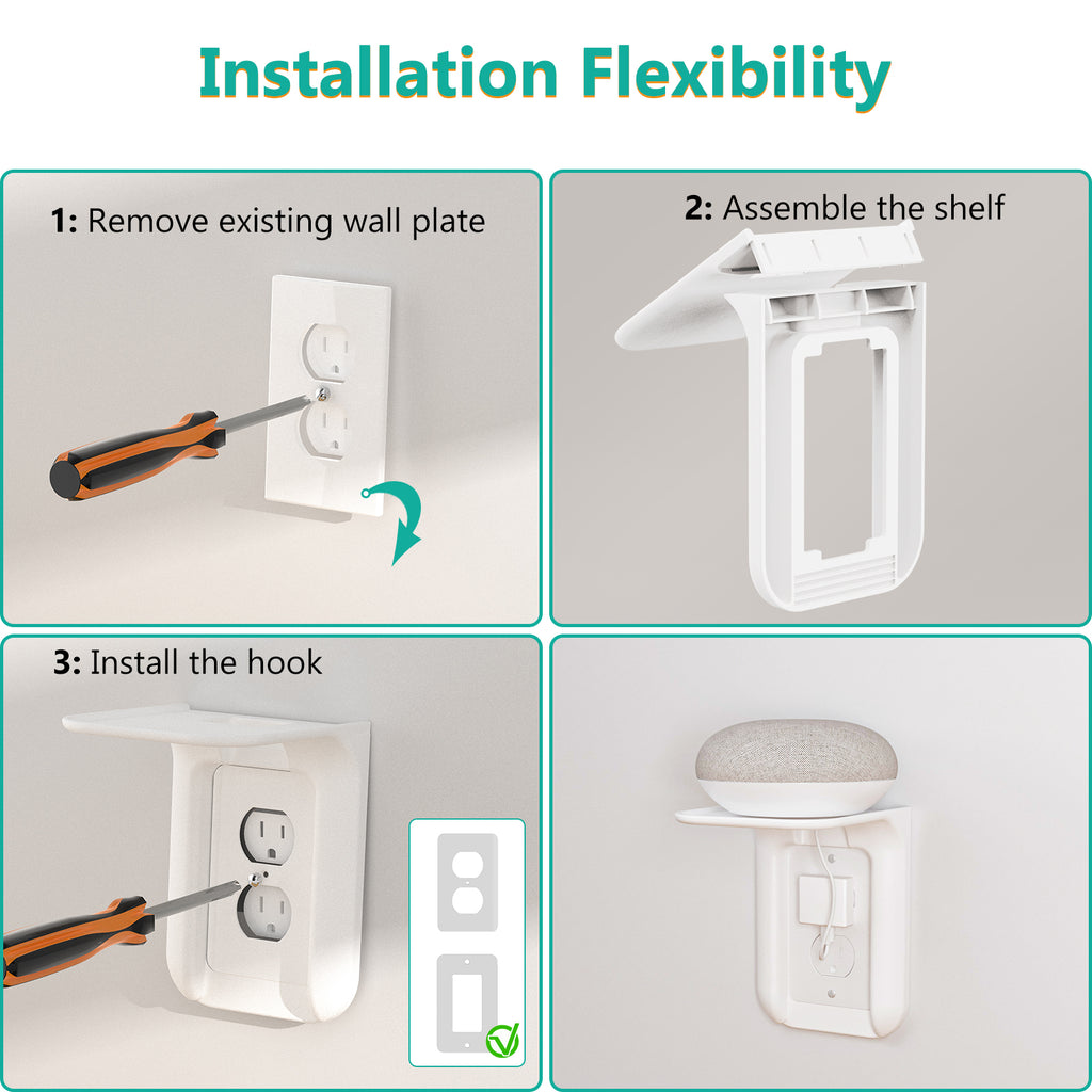 Wall Outlet Shelf Holds up to 10 lbs OLS001-W