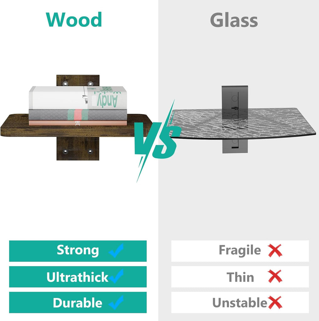 WALI Projector Wall Mount Shelf, Holds Up to 22lbs, Wooden Floating TV Stand Projector Shelf Cable Box Shelves Gaming Media Shelves Living Room Wall Mount (CS201NC), 1 Shelf