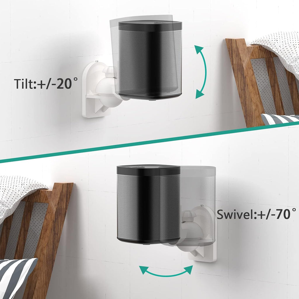 WALI Speaker Wall Mounts, Bookshelf Speaker Wall Mount Brackets, Surround Sound Speaker Mounts, Hold up to 7.7 lbs, (SWM202-W), 2 Pack, White