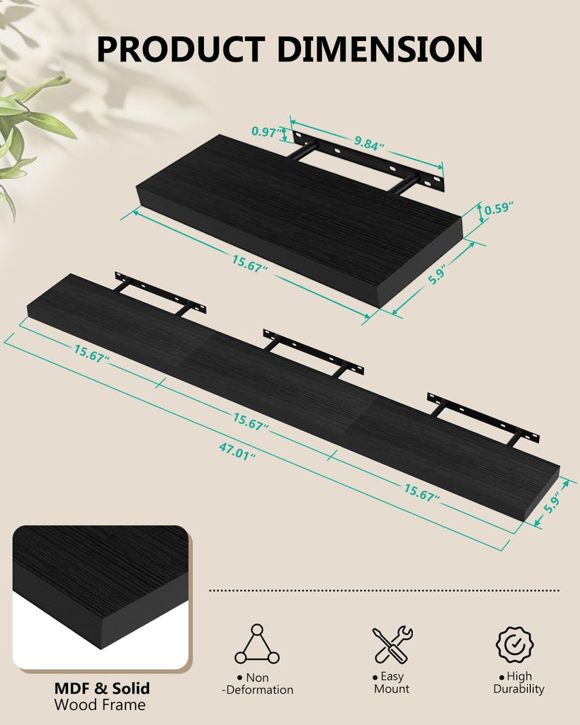 WALI Soundbar Mount for Sonos Arc and Sonos Arc Ultra, Sound bar Wall Mount Bracket Under TV, Soundbar TV Floating Wall Shelf for Living Room, Home Theater Up to 22Lbs (SON003-H), Set of 3, Black