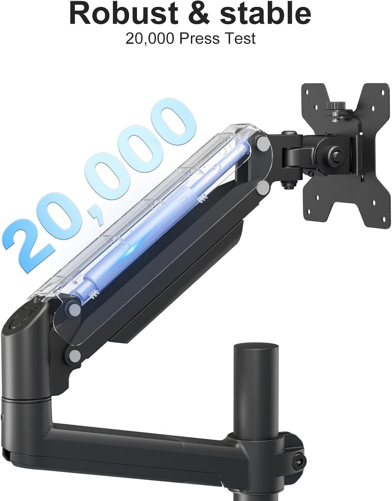 WALI Tall Dual Monitor Desk Mount for 13-33 inch Screens, 19.8 lbs per Arm | Dual Monitor Arms for 2 Monitors, Full Motion with Tilt, Swivel, Rotation, C-Clamp & Grommet, VESA 75/100mm (GSDM002), Black