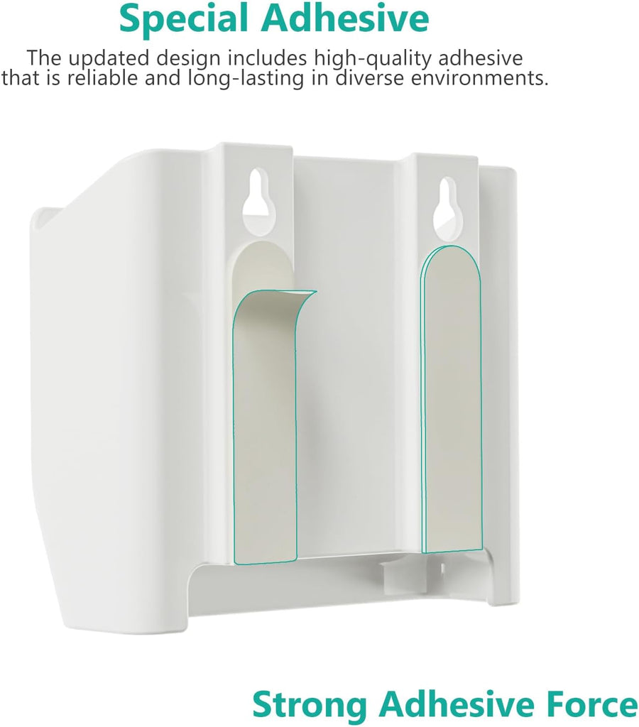 WALI Remote Control Holder Wall Mount 2 Pack, 5 Inch Hole-Free TV Remote Holder Wall Mount No Need to Drill Holes Adhesive for 2 or 3 Remote Controls, White (WMH001-W)