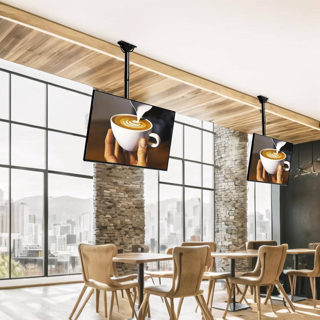 WALI Ceiling TV Mount for Most 37 to 80 inch Flat Screen Display, Hanging TV Mount Bracket with Swivel, Tilt Fits LED, LCD, OLED 4K TVs up to 110lbs, Max Mounting Holes 600x400mm (CM3770), Black