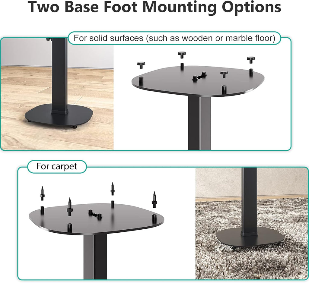 WALI Universal Speaker Stands, 23 Inch Surround Sound Speaker Stands for Satellite & Bookshelf Speakers Up to 22lbs, Height Adjustable with Built-in Cable Management, 1 Pair (SFS001), Black