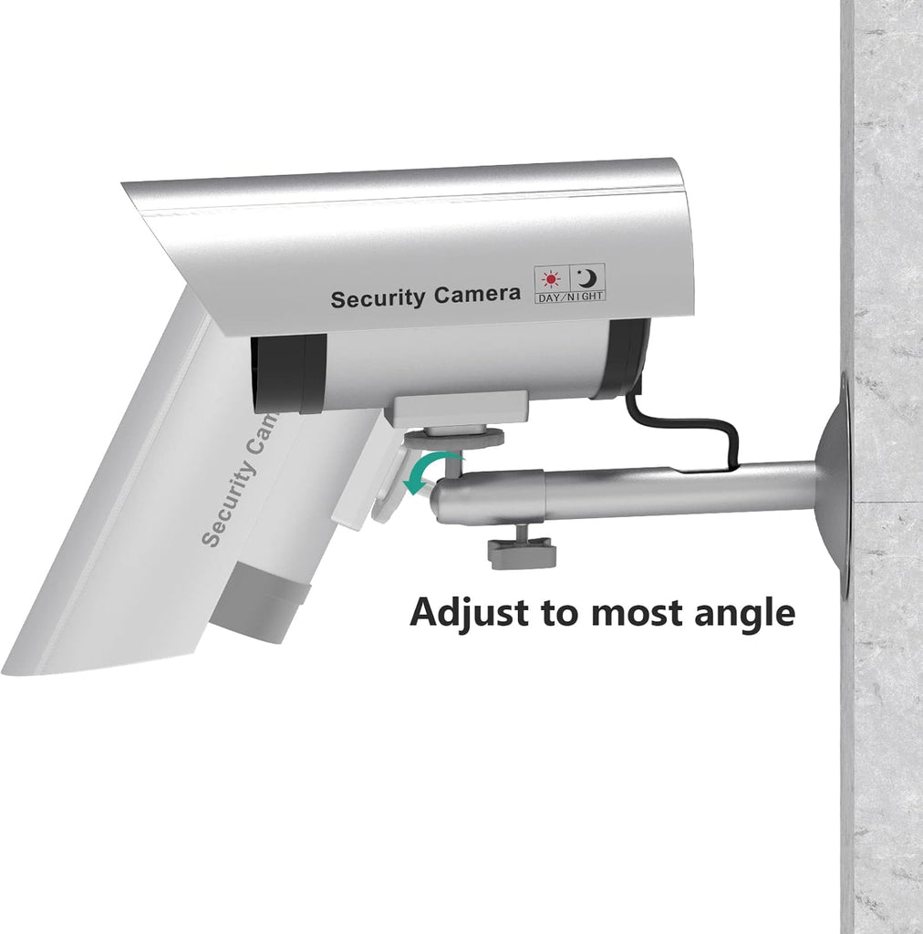 WALI Dummy Fake Camera, Surveillance Security CCTV Dome Camera, Indoor Outdoor Cameras, with One LED Light, Security Alert Sticker Decals (TC-S2), 2 Packs, Silver