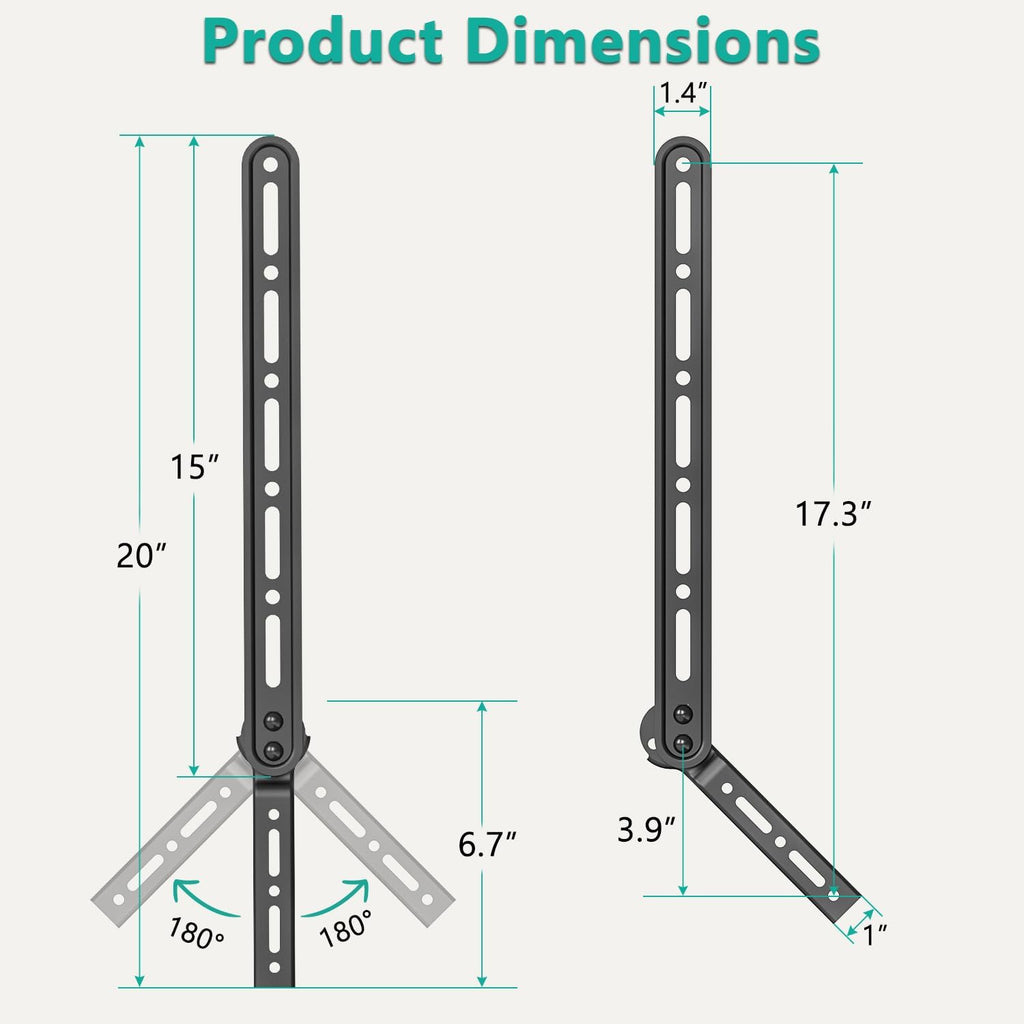 WALI Sound Bar Mount Bracket, for Mounting Above or Under TV, with Adjustable 3 Angled Extension Arm, Fits Most 23 to 65 Inch TVs, up to 33 lbs (SBR202)