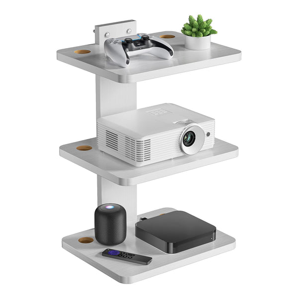 WALI Floating TV Shelf, Holds Up to 22lbs, Wooden Wall Mounted Shelves for DVD Players, Cable Boxes, Routers, Game Consoles, Living Room Decor Accessories (CS303NW), 3 Shelf, White