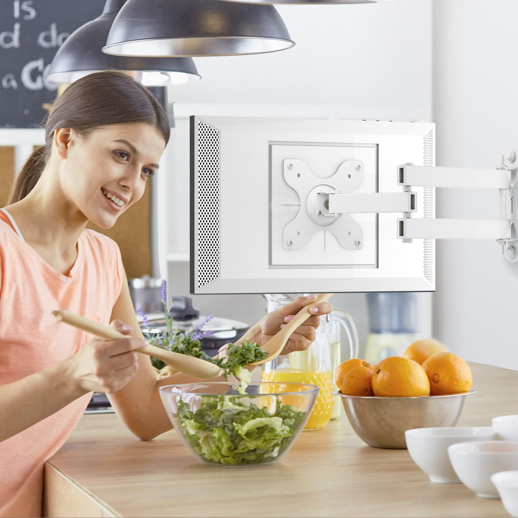 WALI Wall Mount for Echo Show 21, Echo Show 15, Adjustable Wall Mounting Bracket with Heavy Duty 15” Extension Arm, Rotate Tilt Swivel for Echo Show 21, Echo Show 15, Holds up to 33lbs, White