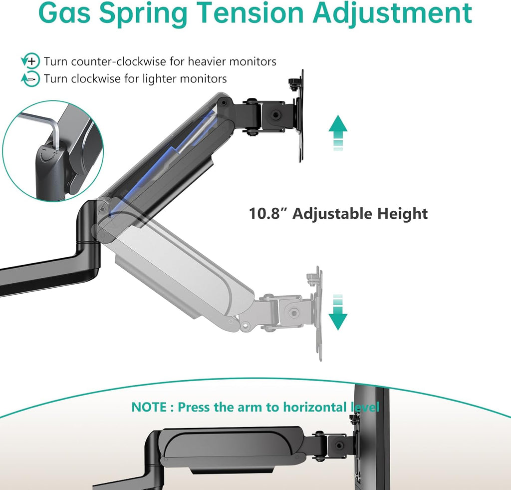 WALI Triple Monitor Mount, 3 Monitor Stand Desk Mount with Premium Gas Spring Arm for Screens up to 27 inch, Mounting Holes 75x75 or 100x100 mm (GSDM003), Black