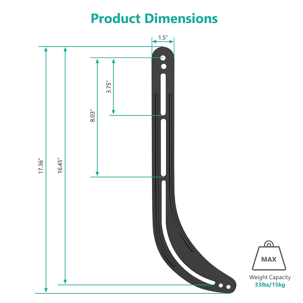 WALI Sound Bar Mount Bracket for Mounting Above or Under TV, Fits 32 to 70 inch TVs, 33 lbs. Weight Capacity (SBR201), Black