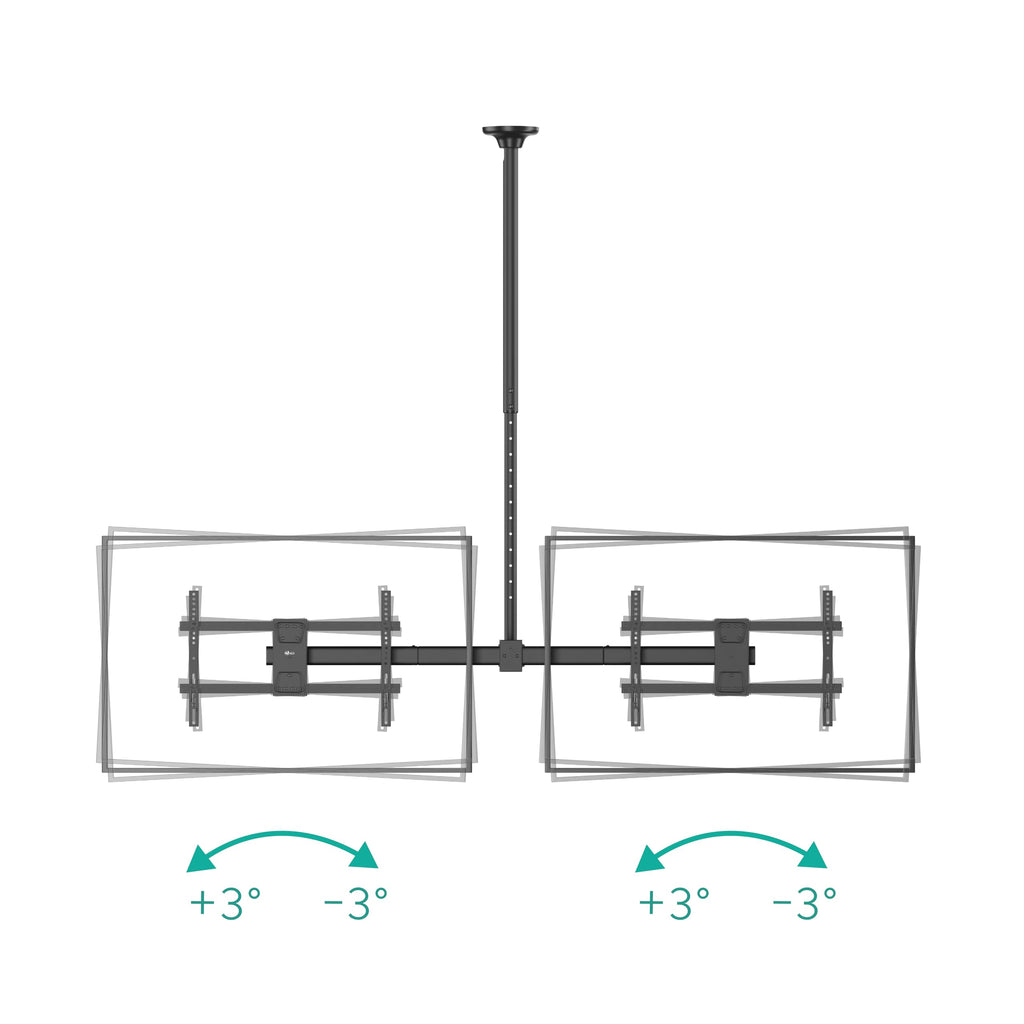 WALI Ceiling TV Mount Dual Screen Side by Side Fits Most Display 34 to 60 Inch TV, Up to 176lbs, 88 lbs for Each Screen, Height Extension up to 65.6 Inch, Mounting Holes 600x400mm (CM3460-2), Black
