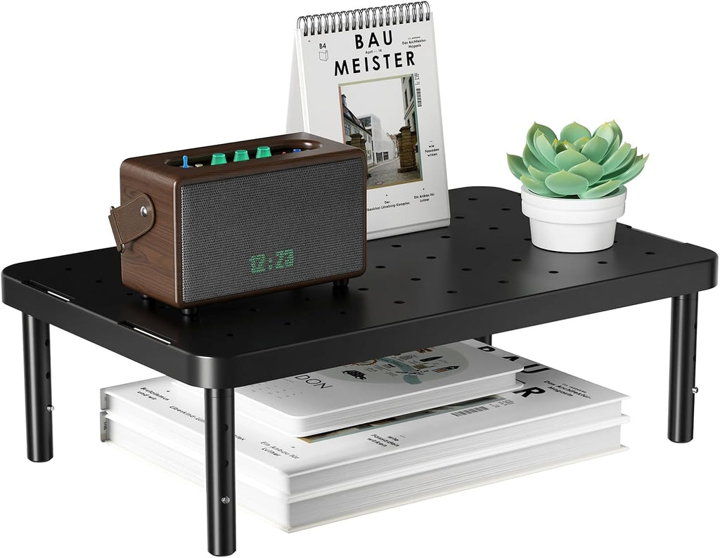WALI Desk Organizer, 1 Tier Computer Monitor Stand for Desk, Desk Monitor Riser 3 Height Adjustable, Laptop Stand Underneath Storage for Office, Home, School Supplies, 1 Pack, Black