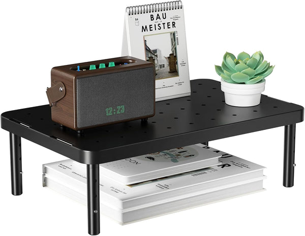 WALI Desk Organizer, 1 Tier Computer Monitor Stand for Desk, Desk Monitor Riser 3 Height Adjustable, Laptop Stand Underneath Storage for Office, Home, School Supplies, 1 Pack, Black