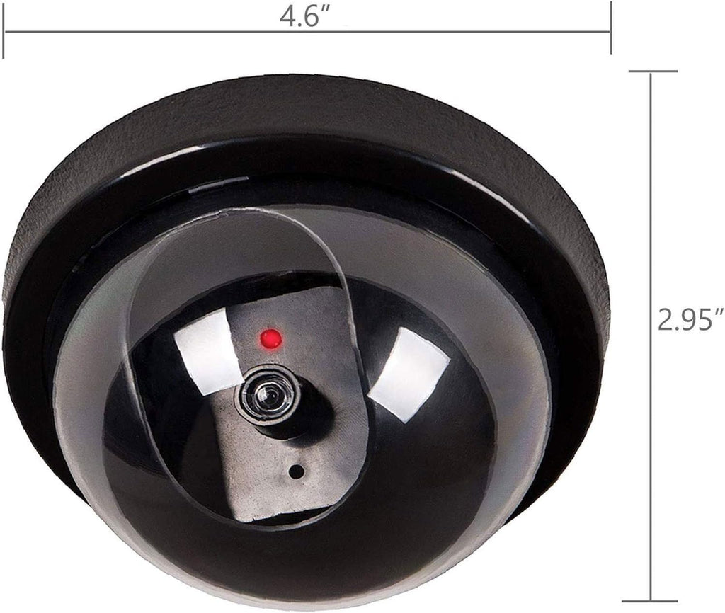 WALI Dummy Fake Security CCTV Dome Camera with Flashing Red LED Light with Security Alert Sticker Decals (SD-8), 8 Packs, Black