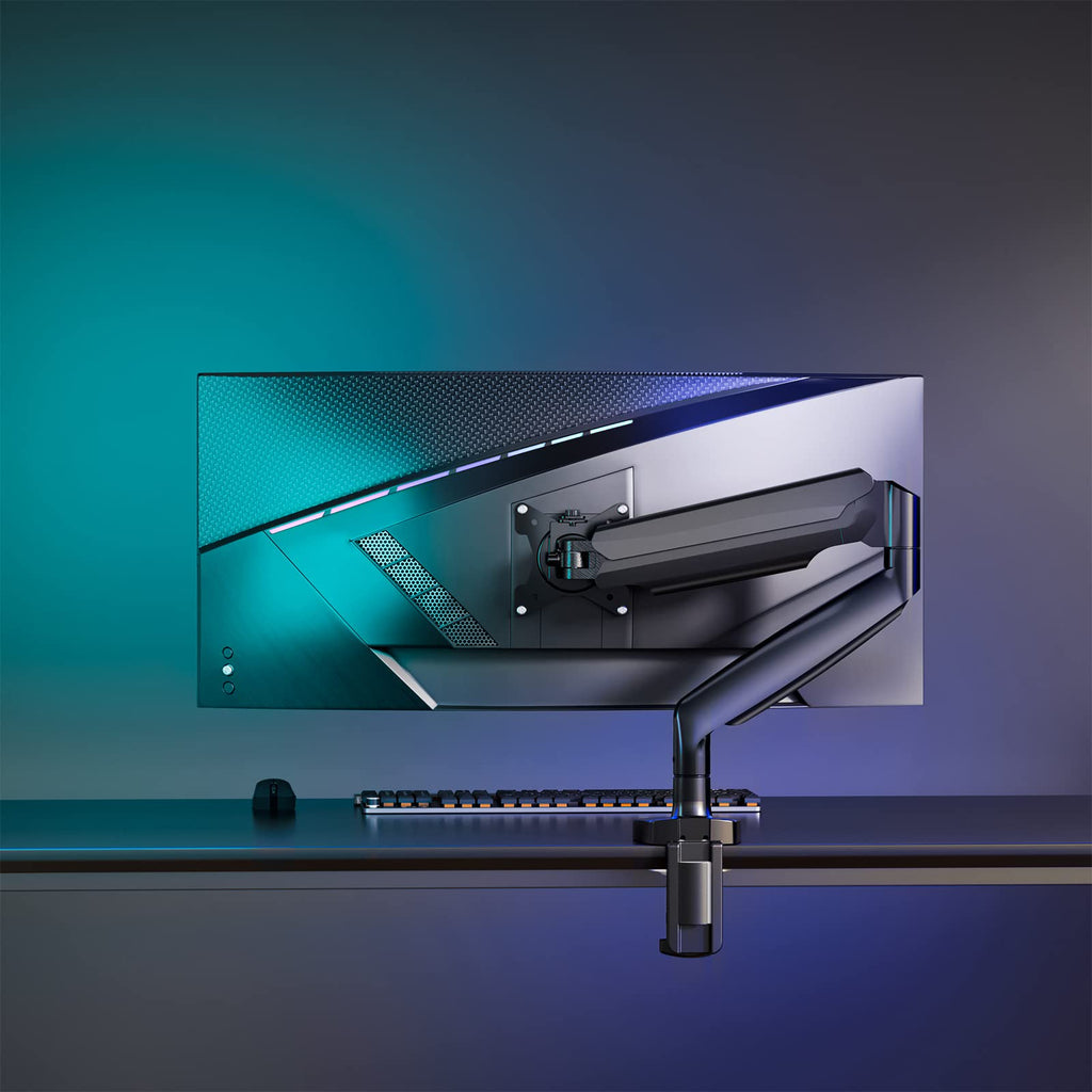 WALI Single Monitor Arm, Gas Spring Monitor Mount for Max 35 inches - 26.4 lbs Screen, Ultrawide Computer Monitors Stand with C Clamp and Grommet Base (GSMP001XL), Black