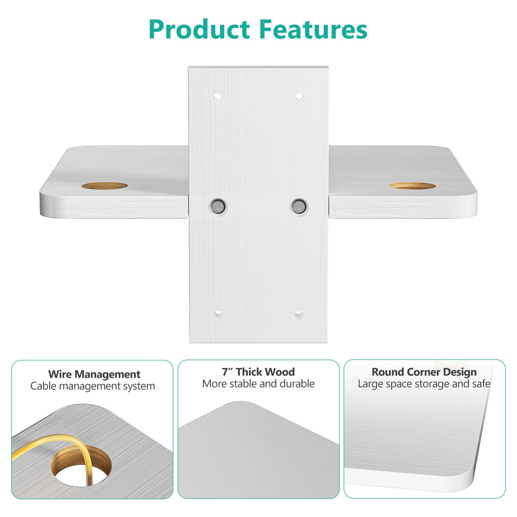 WALI Floating TV Shelves for Wall, Projector Shelf Holds Up to 22lbs, Wooden Wall Mounted Shelves for DVD Players, Cable Boxes, Game Consoles, Living Room Decor Accessories (CS201NW), 1 Shelf, White