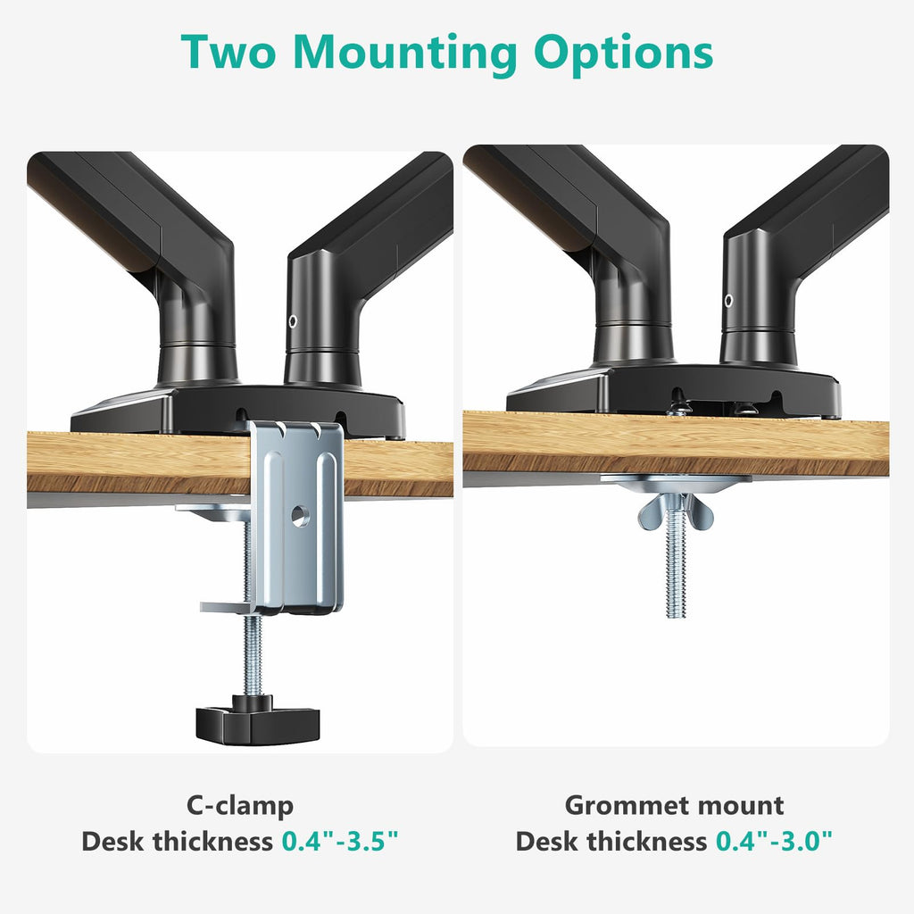 WALI Dual Monitor Mount, Adjustable Gas Spring Monitor Desk Stand for 2 Monitors, Heavy Duty Monitor Arm up to 32 Inch Screen, Hold up to MAX 22lbs, Max Mounting Holes 100x100mm (GSMP002N), Black