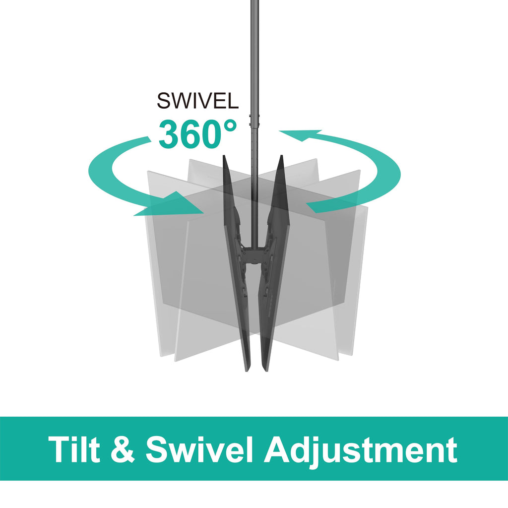 WALI Ceiling TV Mount Dual Screen Back to Back Fits Most Display 43 to 86 Inch TV, Up to 176lbs, 88 lbs for Each Screen, Height Extension up to 66.5 Inch, Mounting Holes 600x400mm (CM4386-2S), Black