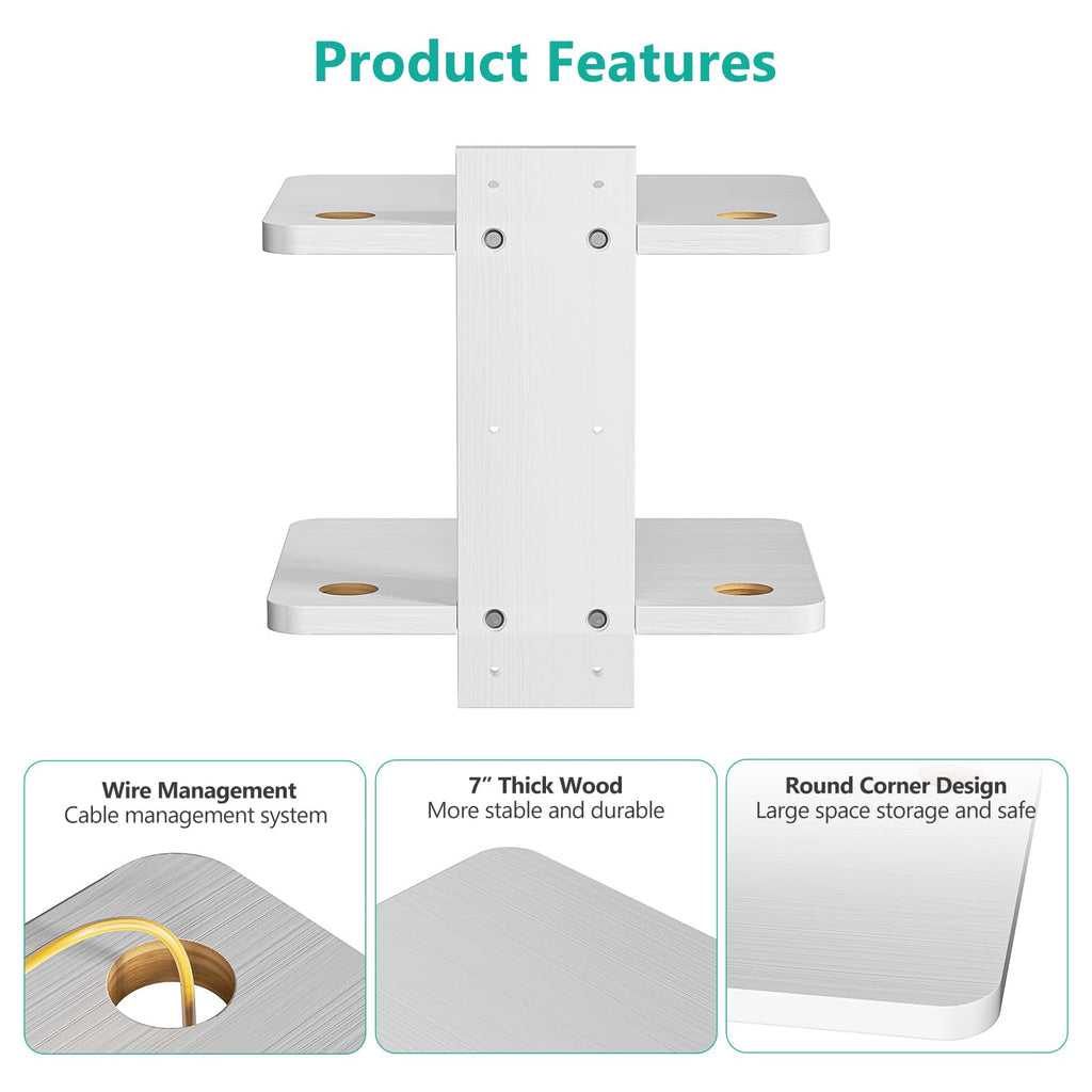 WALI Floating TV Shelf, Holds Up to 22lbs, Wooden Wall Mounted Shelves for DVD Players, Cable Boxes, Routers, Game Consoles, Living Room Decor Accessories (CS202NW), 2 Shelf, White