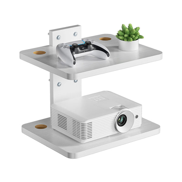 WALI Floating TV Shelf, Holds Up to 22lbs, Wooden Wall Mounted Shelves for DVD Players, Cable Boxes, Routers, Game Consoles, Living Room Decor Accessories (CS202NW), 2 Shelf, White