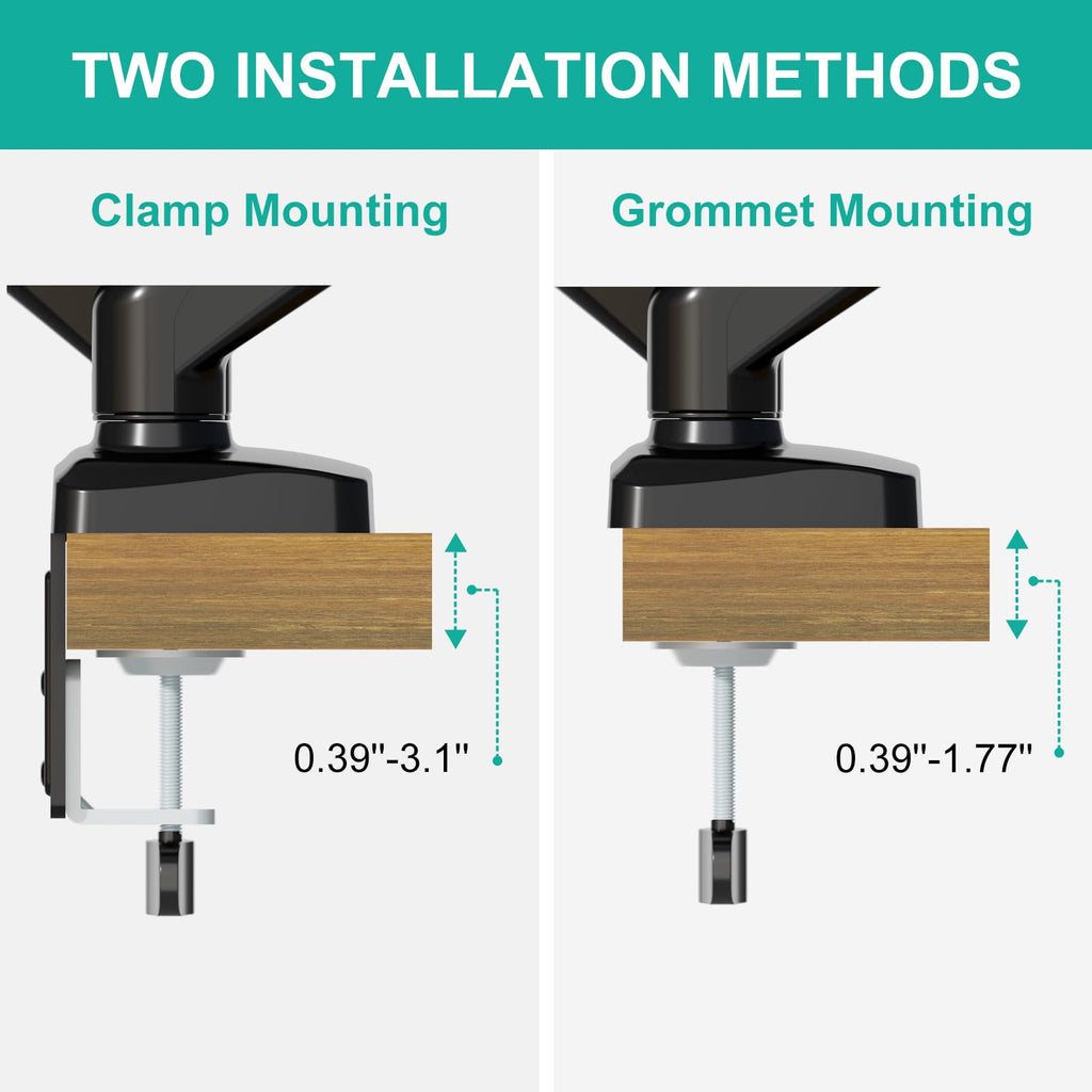 WALI Laptop Mount for Desk, Laptop Arm Mount for 17"-32”Computer Screen and 11.6" - 17.3" Notebook,Dual Monitor Mount Holds up to 19.8lbs, Laptop Tray Stand with Gas Spring Arm (GSMP002LP), Black