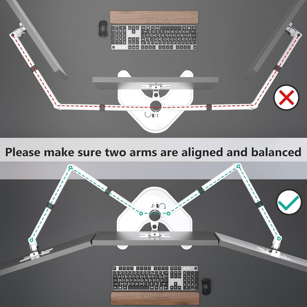 WALI Triple Monitor Stand, Free Standing Three LCD Monitor Fully Adjustable Desk Mount Fits 3 Screens up to 27 inch, 22 lbs Weight Capacity per Arm (MF003-W), White