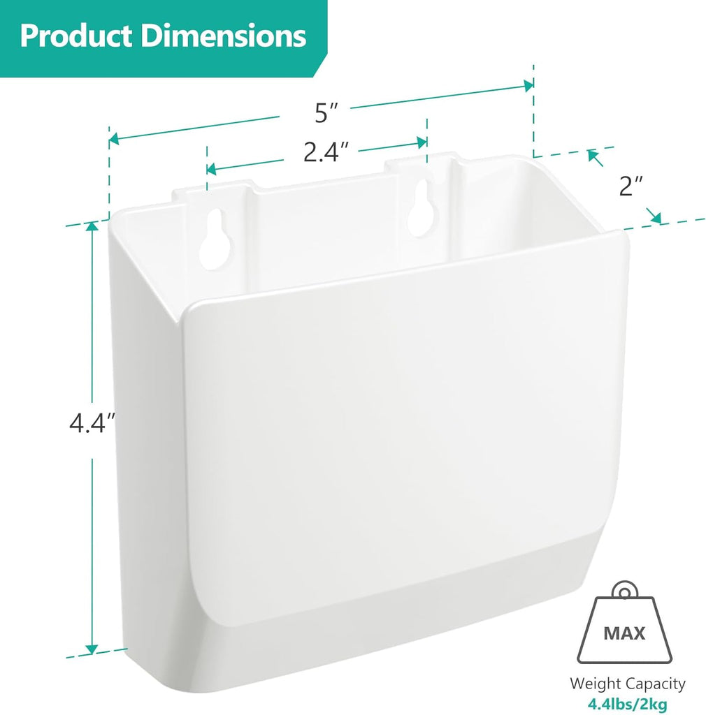 WALI Remote Control Holder Wall Mount 2 Pack, 5 Inch Hole-Free TV Remote Holder Wall Mount No Need to Drill Holes Adhesive for 2 or 3 Remote Controls, White (WMH001-W)