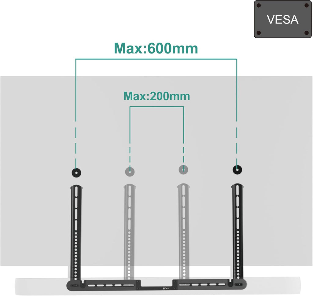 WALI Soundbar Mount Compatible with Sonos Arc & Sonos Arc Ultra, Soundbar Mount Under or Above TV, Hidden Design, Hardware Kit Included (SON003T-B)