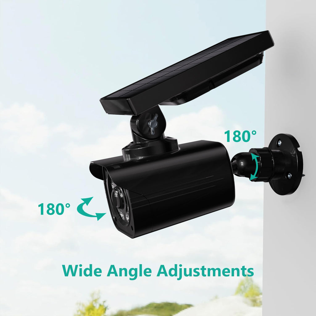 WALI Solar Powered Fake Camera with Motion Sensor Floodlight, 1 Pack, Black
