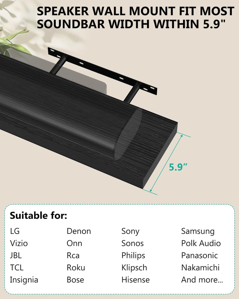 WALI Soundbar Mount for Sonos Arc and Sonos Arc Ultra, Sound bar Wall Mount Bracket Under TV, Soundbar TV Floating Wall Shelf for Living Room, Home Theater Up to 22Lbs (SON003-H), Set of 3, Black