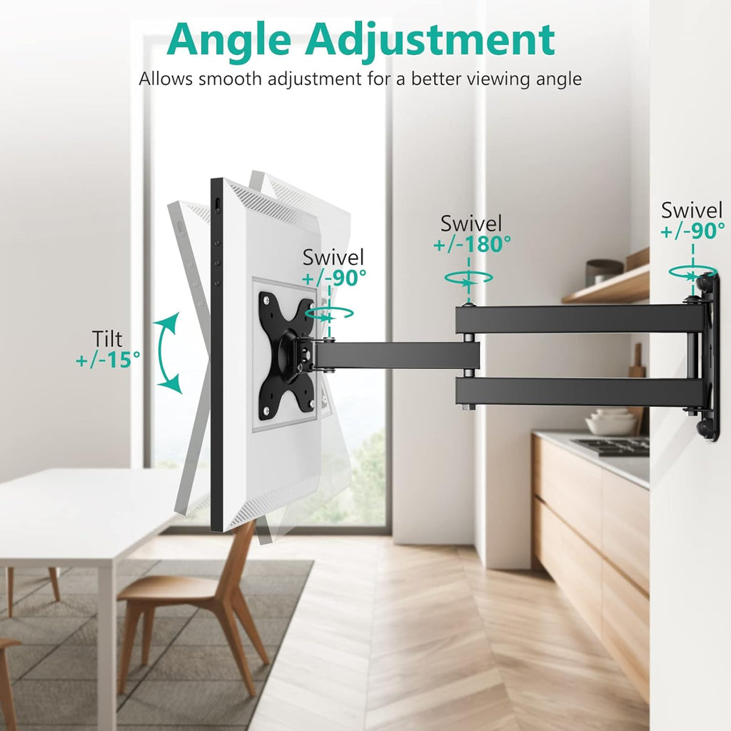 WALI Mount for Echo Show 21, Echo Show 15, Adjustable Wall Mounting Bracket with Heavy Duty 15” Extension Arm, Rotate Tilt Swivel for Echo Show 21, Echo Show 15, Holds up to 33lbs, Black (1330LM-ES)