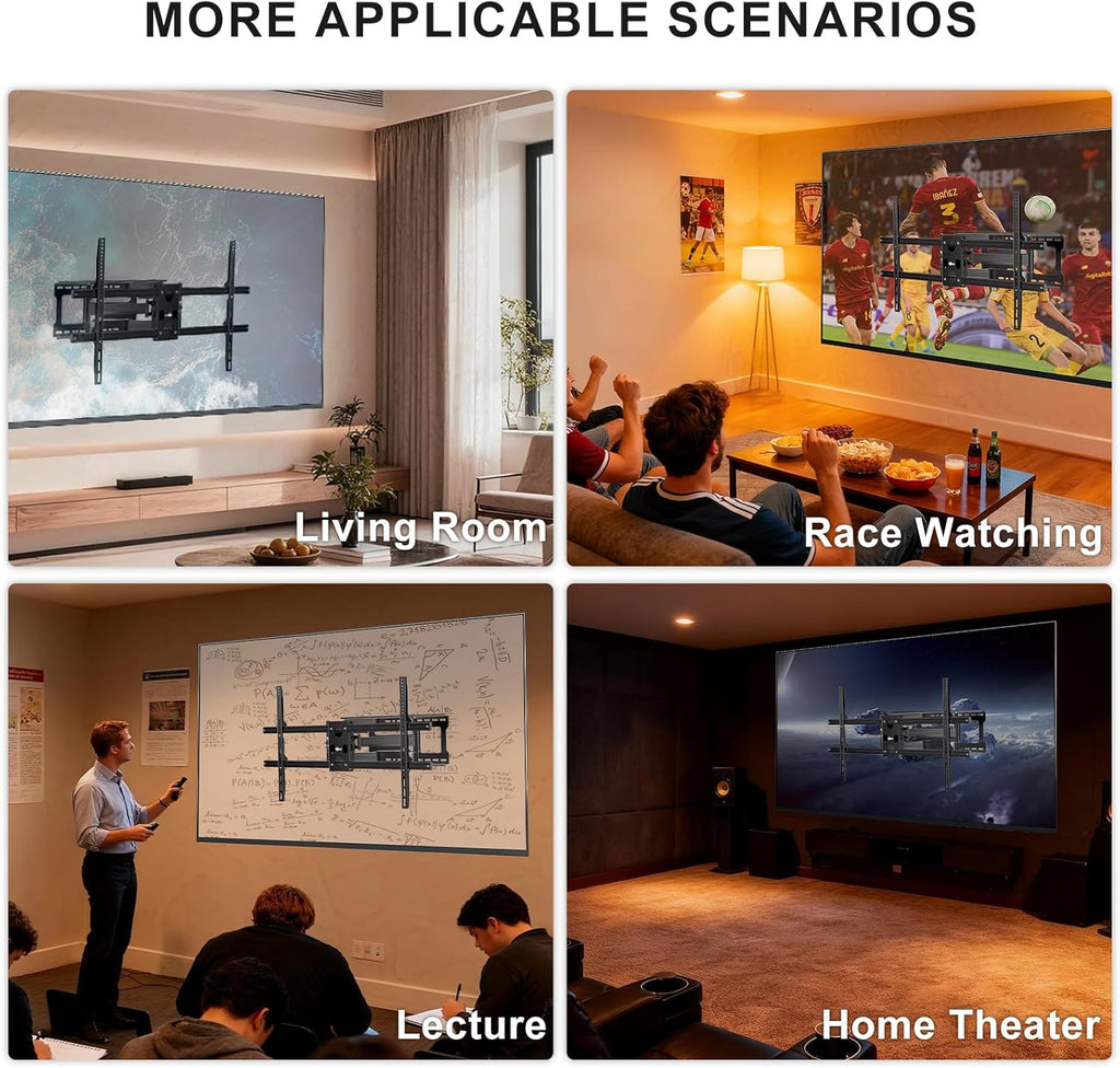 WALI Heavy Duty Full Motion TV Wall Mount Bracket for Extra Large TVs,Holds up to 220Ibs, Swivel Tilt Rotatable,Max Mounting Holes 1000x600, Fits 65 75 85 100 120 inch LED/LCD/OLED 4K/8K on Wood Stud(FTM-6)