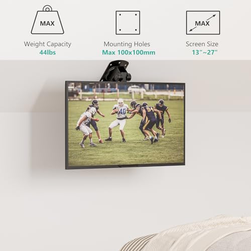 WALI Folding Ceiling TV Mount, Swivel and Flip Down TV Bracket for 13-27 inch Flat Screens, Height Adjustable TV Mount Saving Space, Max Mounting Holes 100x100mm(FCM101), Black