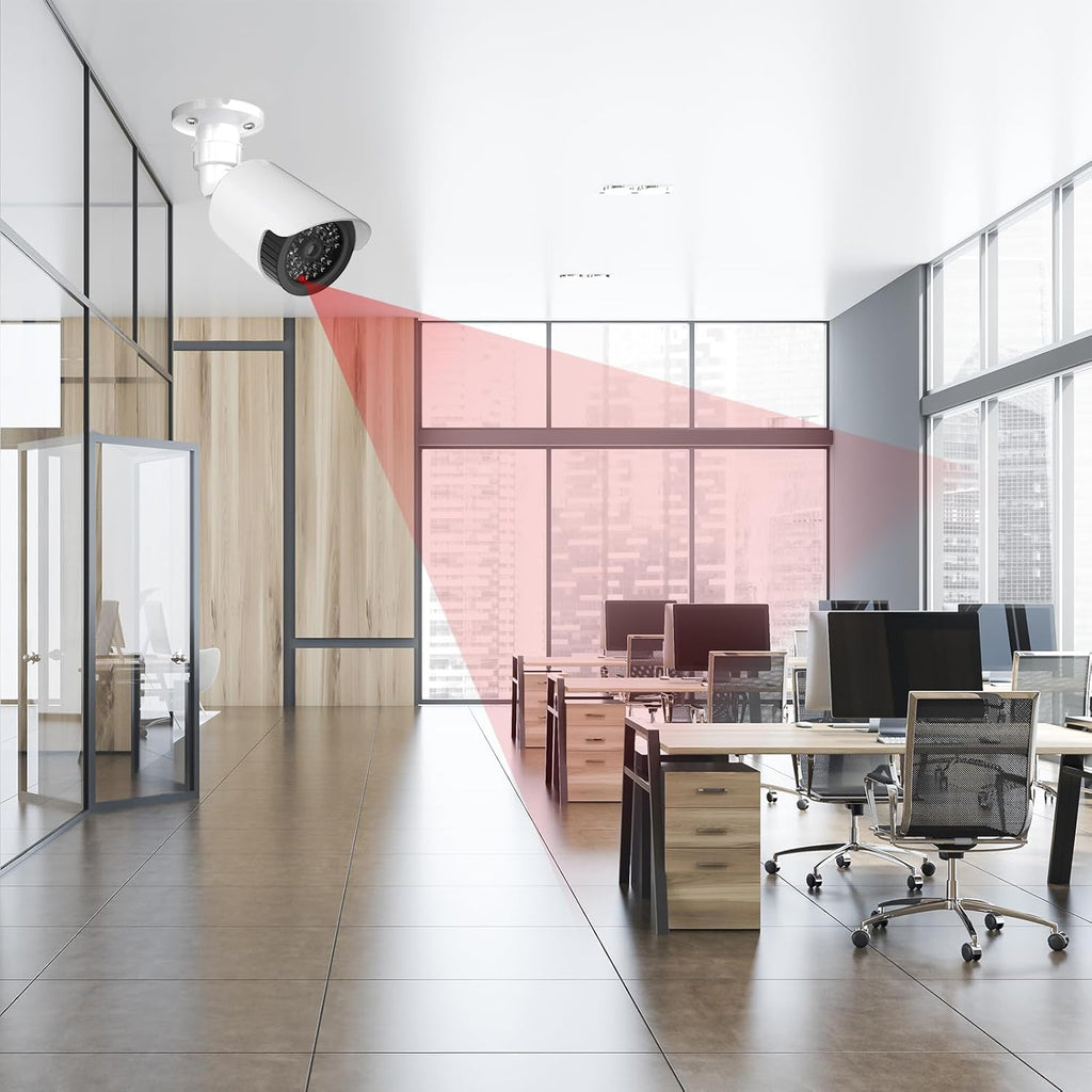 WALI Dummy Fake Camera, Surveillance Security CCTV Dome Camera, Indoor Outdoor Cameras, with One LED Light, Security Alert Sticker Decals (TC-W2), 2 Pack, White