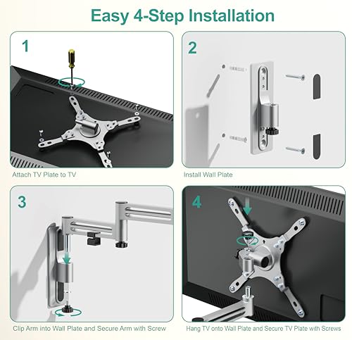 WALI RV TV Mount, Lockable TV Wall Mount for Camper Trailer Motor Home with Extra Wall Plate, Full Motion Anti-Vibration Arm for 13-43 inch LED, LCD Flat Screens and Monitors, up to 33lbs (1343LK-P)