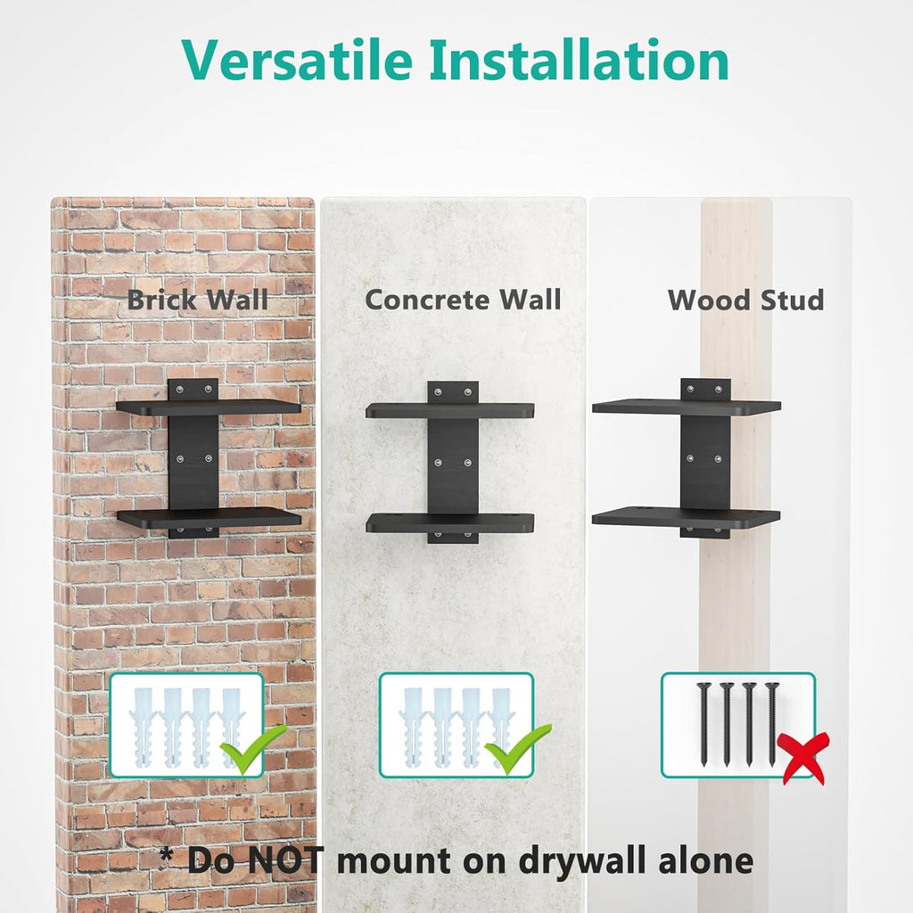 WALI Projector Mount Floating TV Shelf, Holds Up to 22lbs, Wooden Wall Mounted Shelves Under TV Shelf for DVD Players, Cable Boxes, Routers, Game Consoles, PlayStation Accessories (CS202NB), 2 Shelves