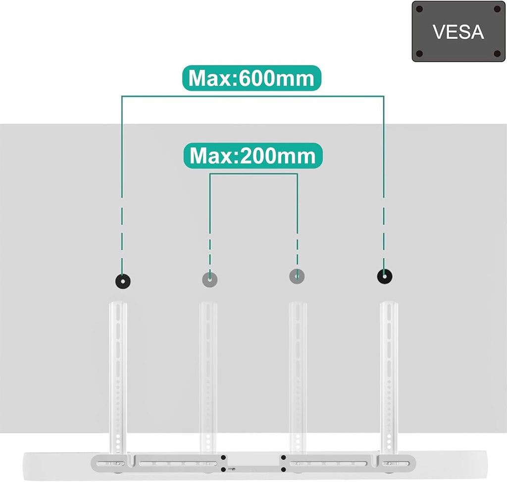 WALI Sonos Arc TV Mount for Sonos Arc & Sonos Arc Ultra, (SON003T-W) | Soundbar Mounting Bracket up to 22 lbs, 2 Installation Under or Above TV, Hidden Design, Hardware Kit Included, White