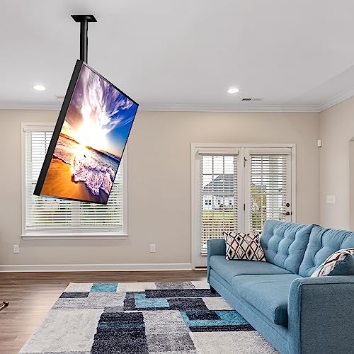 WALI TV Ceiling Mount Adjustable Bracket Fits Most LED, LCD, OLED and Plasma Flat Screen Display 23 to 43 Inch, up to 110 Lbs, Mounting Holes 200x200mm (CM2343), Black