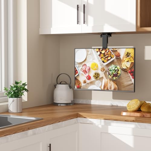 WALI Folding Ceiling TV Mount, Swivel and Flip Down TV Bracket for 17-42 inch Flat Screens, Height Adjustable TV Mount Saving Space, Max Mounting Holes 200x200mm(FCM202), Black