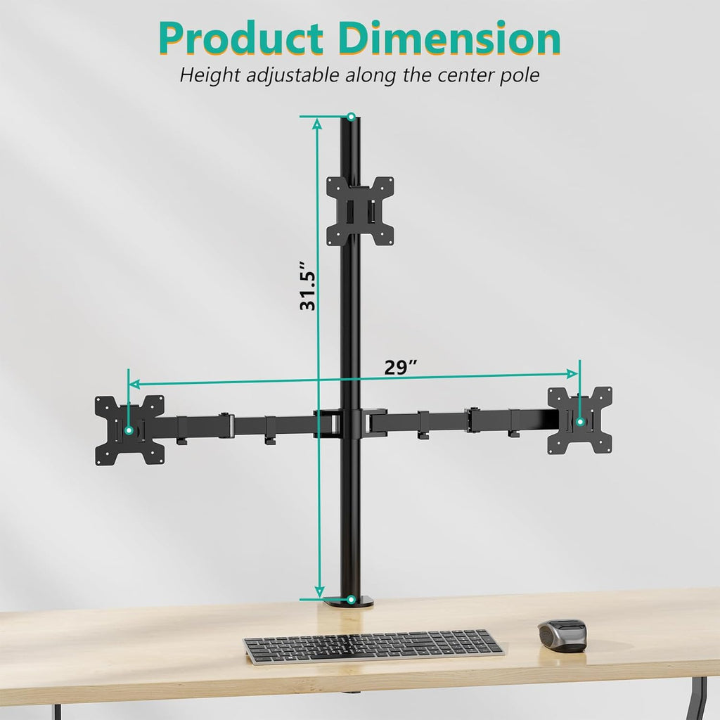 WALI Triple Monitor Mount for 13-27 inch Computer Screens, 3 Monitor Desk Mount, Holds up to 22 lbs, Adjustable Triple Monitors Stand with Swivel Tilt Rotation, 75x75/100x100mm (M003), Black