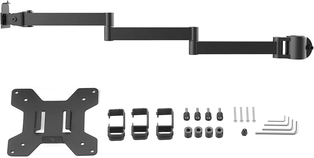 WALI Single Monitor Arm, Universal 3 Tier Arm Fully Adjustable Pole Mount Bracket for WALI Monitor Mounting System (001ARMXL), Black