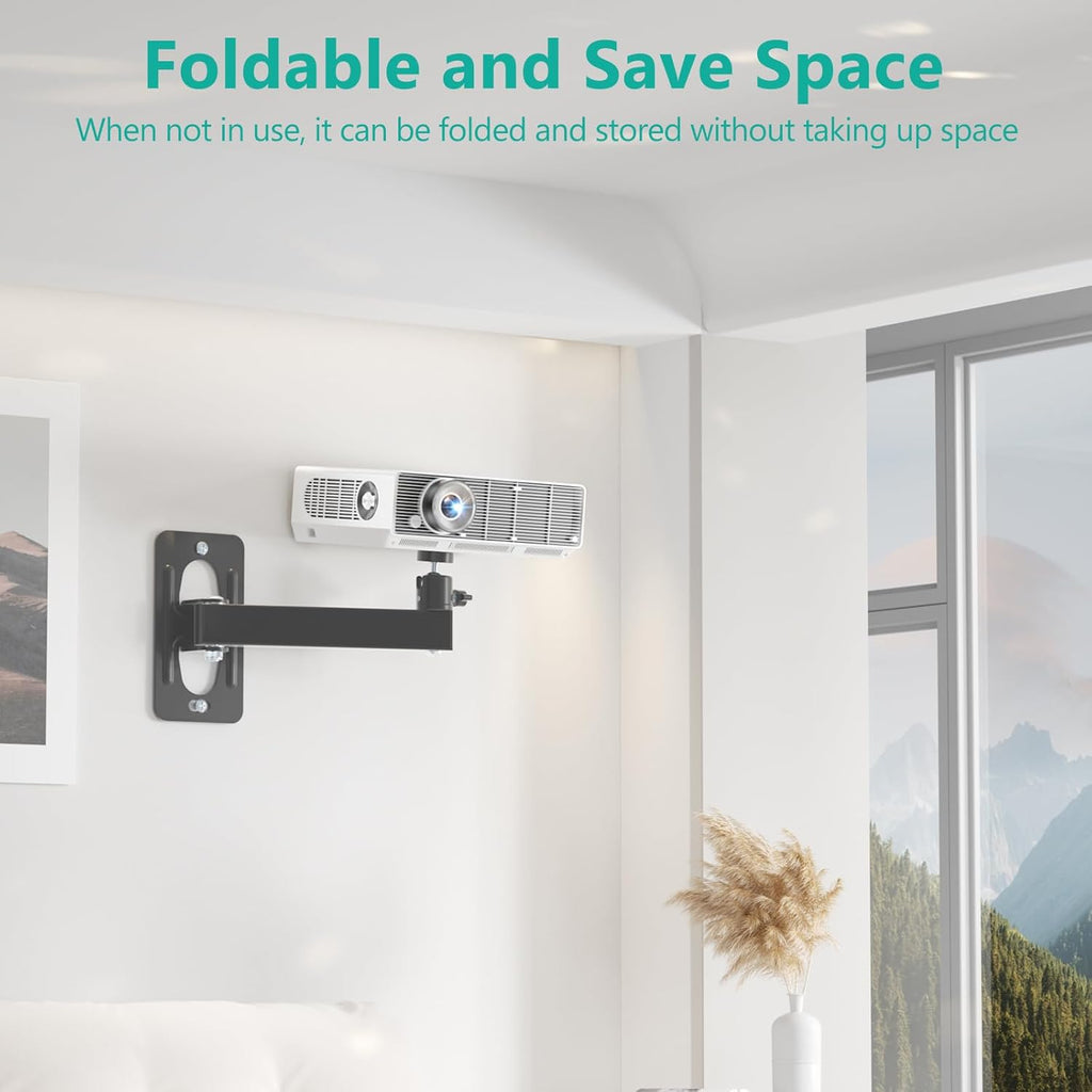 WALI Mini Porjector Wall Mount, Wall Mount Projector for 1/4" Screw, Fully Adjustable Projector Hanging Bracket Ceiling Mount Holder Holds up 22lbs, Black (1330LM-PMS)