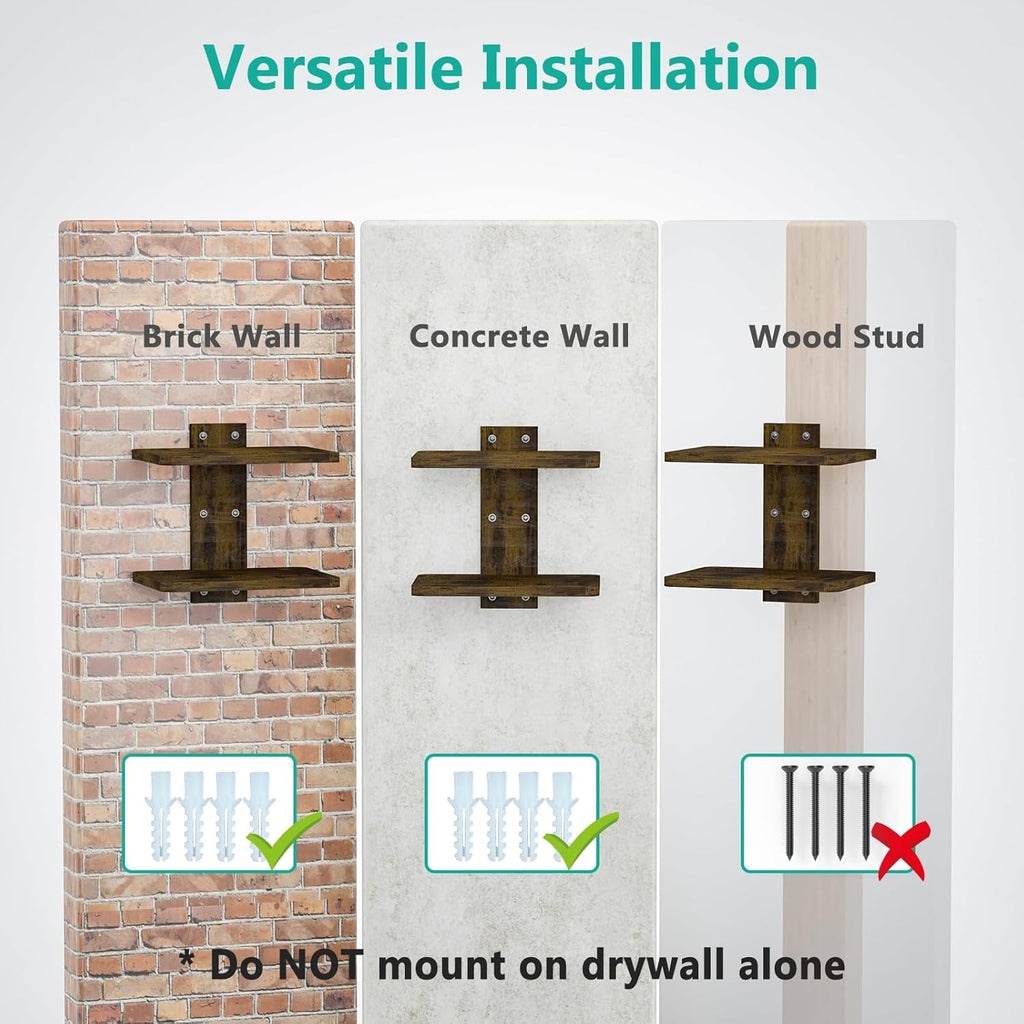 WALI Projector Mount Floating TV Shelf, Holds Up to 22lbs, Wooden Wall Mounted Shelves Under TV Shelf for DVD Players, Cable Boxes, Routers, Game Consoles, PlayStation Accessories (CS202NC), 2 Shelves