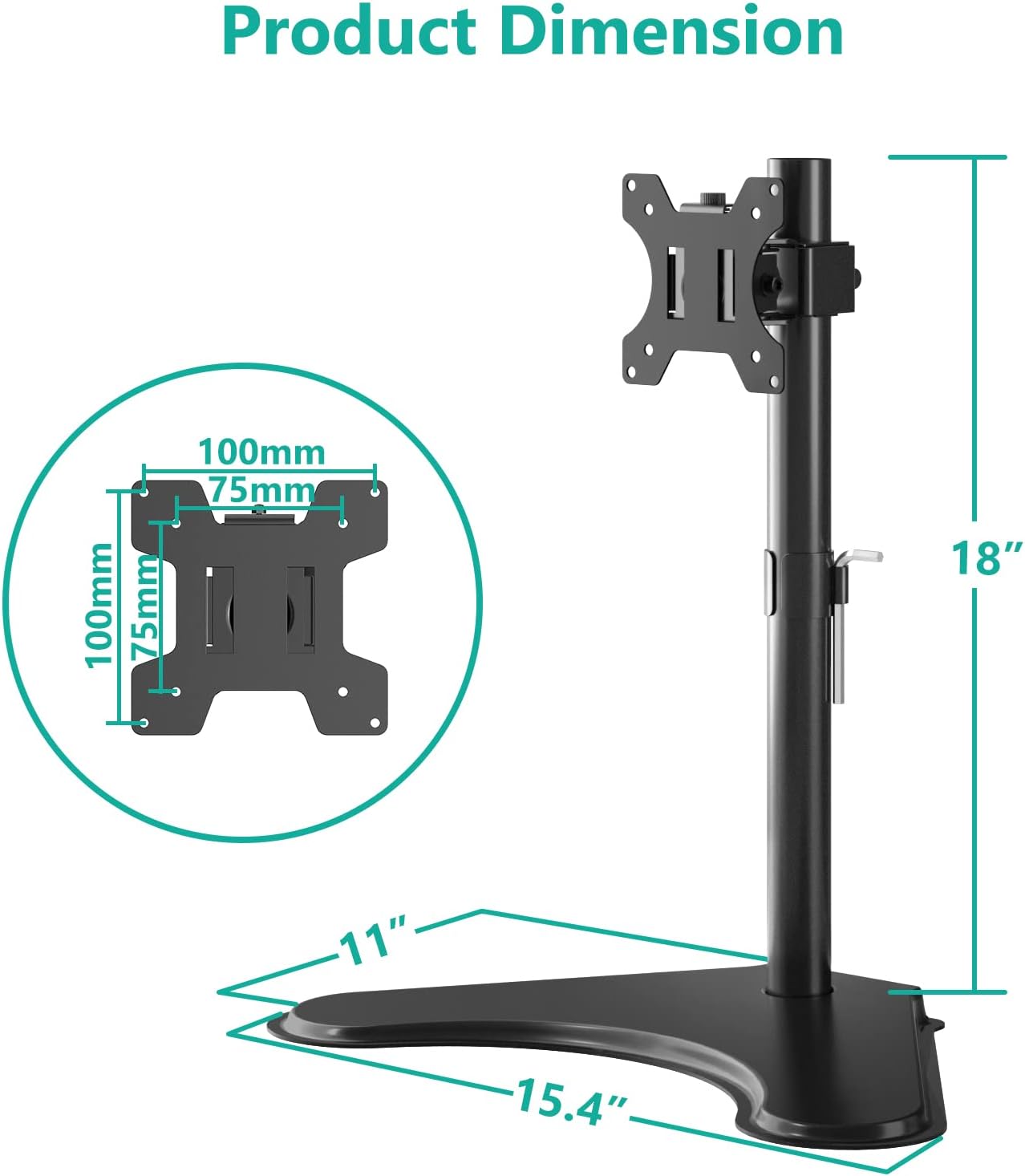 WALI Single Monitor Desk Mount - Adjustable Stand For Screens Up To 27", 22 Lbs (WL-MF001)