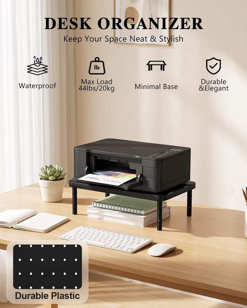 WALI Desk Organizer, 1 Tier Computer Monitor Stand for Desk, Desk Monitor Riser 3 Height Adjustable, Laptop Stand Underneath Storage for Office, Home, School Supplies, 1 Pack, Black