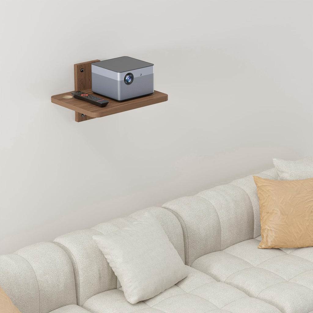 WALI Projector Shelf Floating TV Shelves Holds Up to 22lbs, Projector Wall Mount Shelves for DVD Players, Cable Boxes, Game Consoles, Living Room Decor Accessories (CS201N), 1 Shelf, Wood