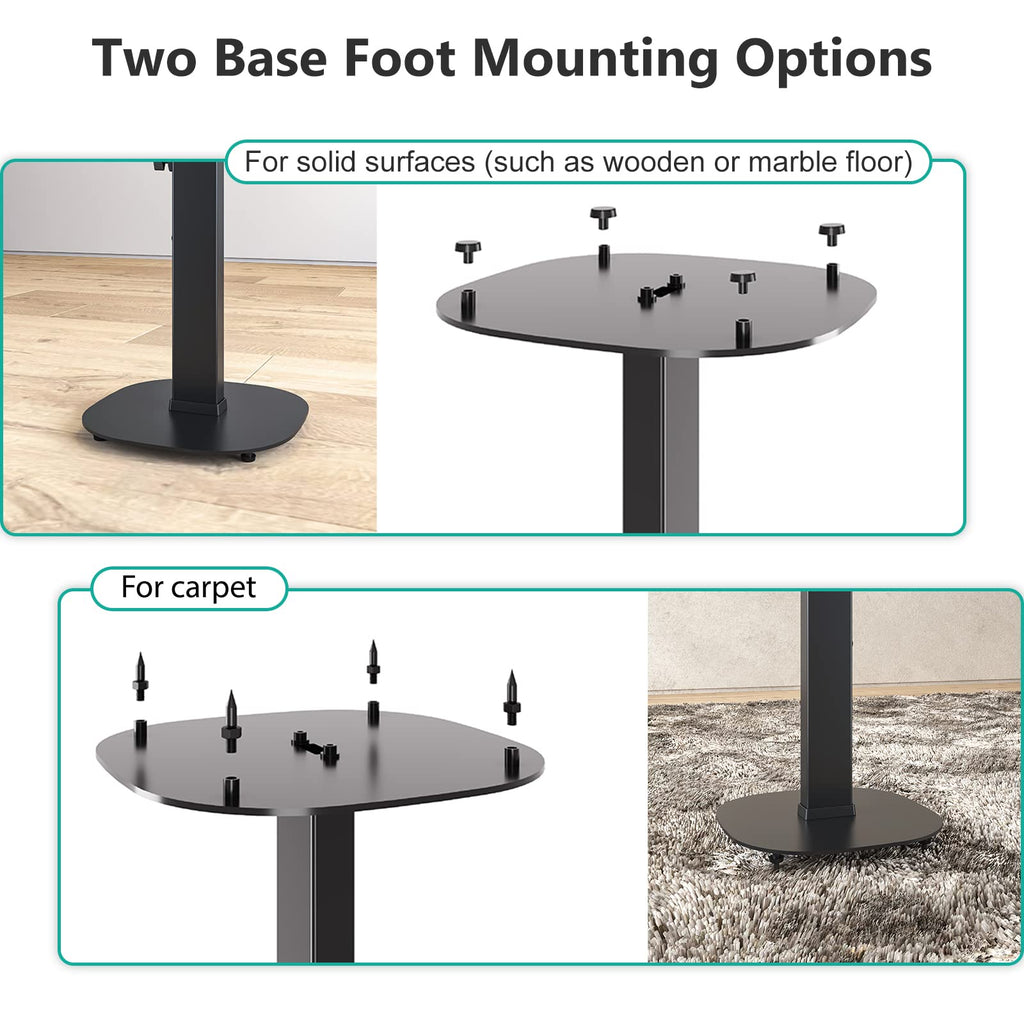 WALI Universal Speaker Stands, Surround Sound Speaker Stands for Satellite & Bookshelf Speakers Up to 22lbs, Height Adjustable with Built-in Cable Management, 1 Pair (SFS001), Black
